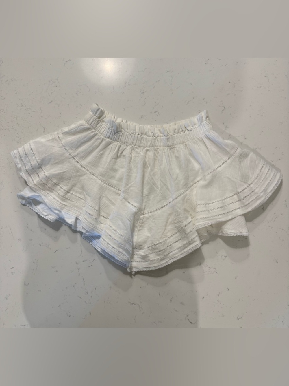 Aerie White Flowy Ruffle Shorts Small Petite Boho Lounge Summer - Picture 3 of 7